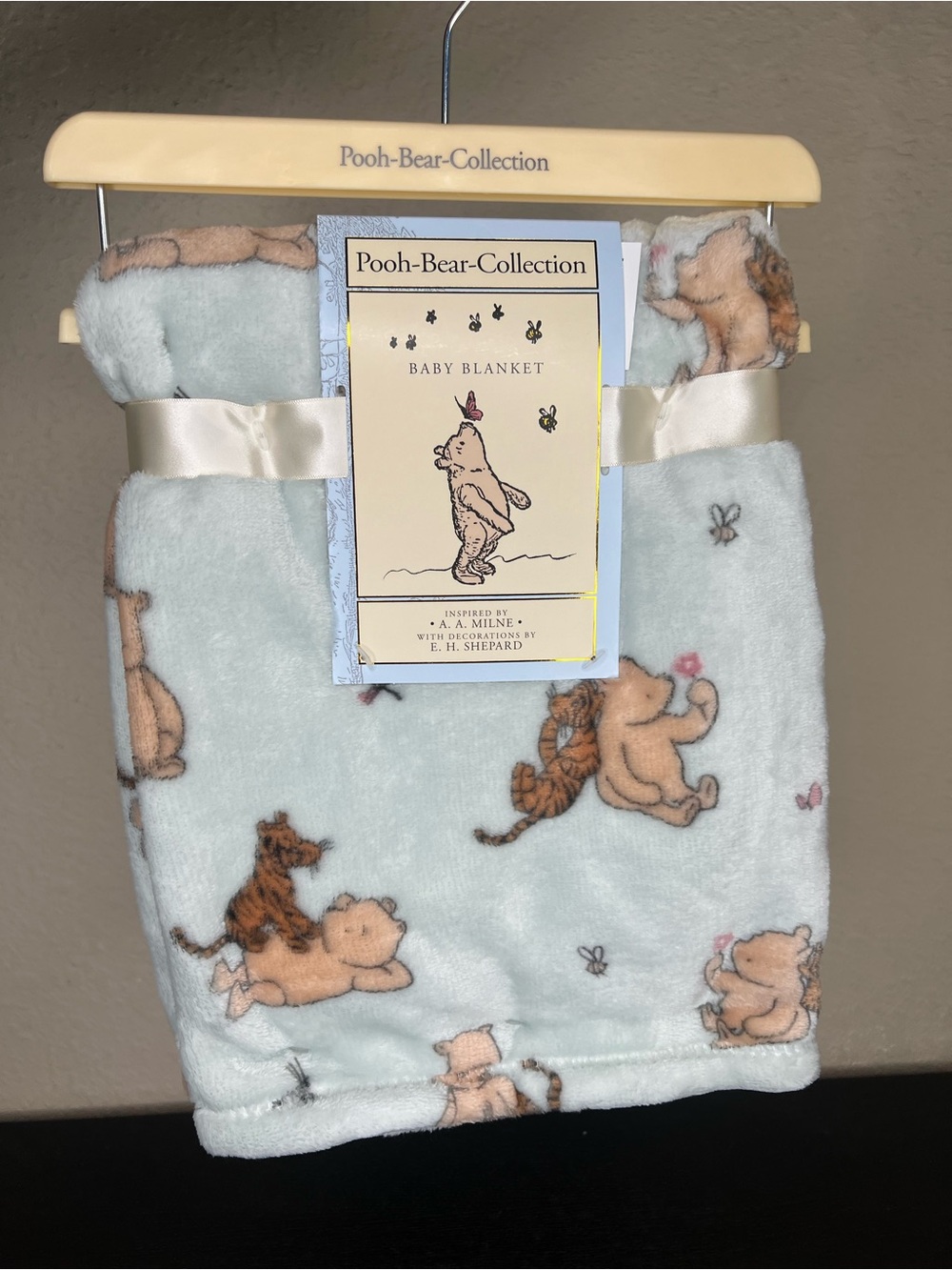 NEW Pooh Bear Collection Winnie the Pooh & Tigger Green Baby Blanket